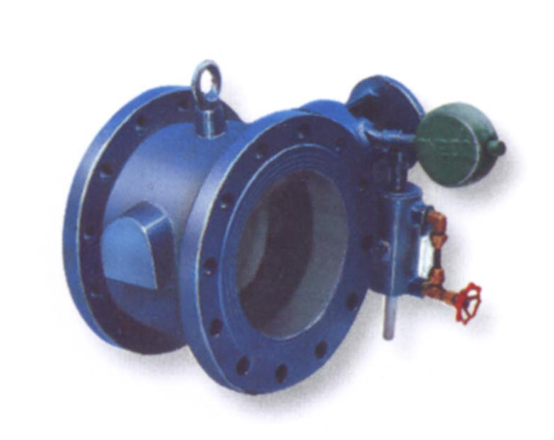 Slow closing butterfly swing check valve